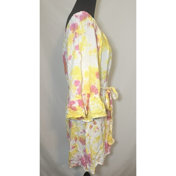 Feathers Tie Dye Off Shoulder Mini Dress Boho Bright Women's Plus 1X - Picture 4 of 12